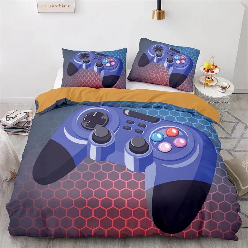 Gaming Bedding Set Twin Full Size Kids Gamepad Duvet Cover For Boys Girl Bedroom Decor Polyester Game Controller Comforter Cover