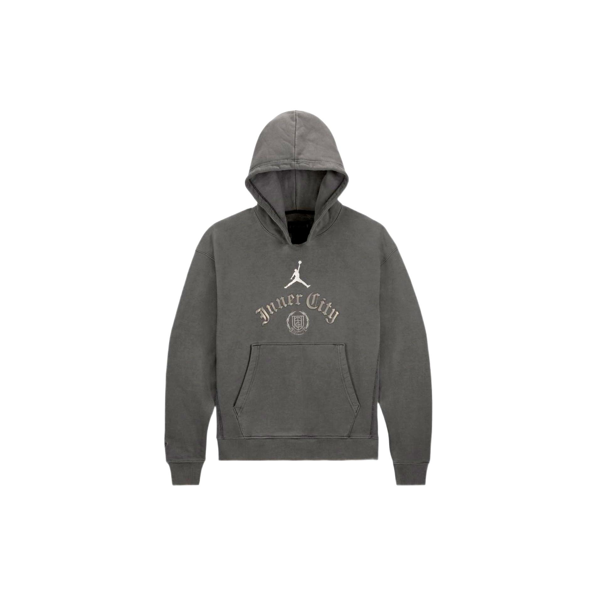 Men s Air Jordan Solid Color Printing Hooded Long Sleeves Gray DJ7974-236 S