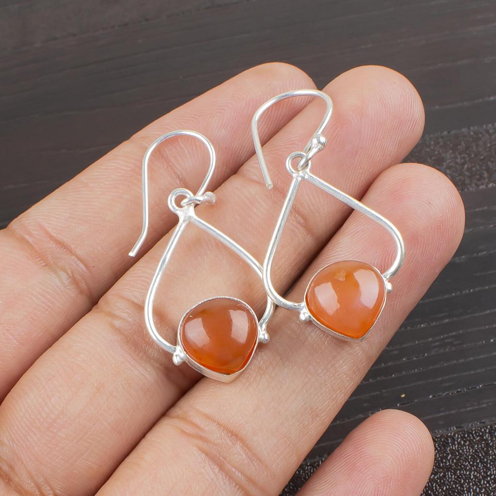 Karneol 925 Sterling Silber Ohrringe, handgefertigte Edelstein Ohrringe Schmuck, Geschenke für Frau Brandneue Ohrringe