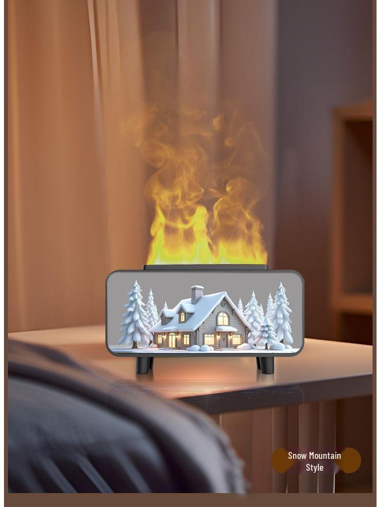 2025 Fireplace Flame Humidifier & Aroma Diffuser with Automatic Spray and Atmosphere Light for Home & Bedroom