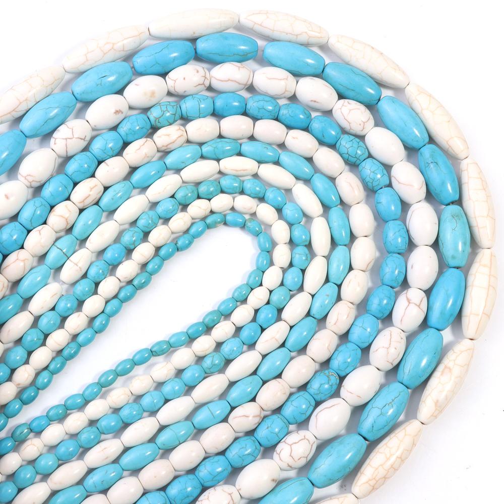 11-55pcs/lot Multiple Size Oval Turquoise Stone Beads Seed Beads Loose Spacer Beads For Jewelry Making DIY Bracelet Necklace