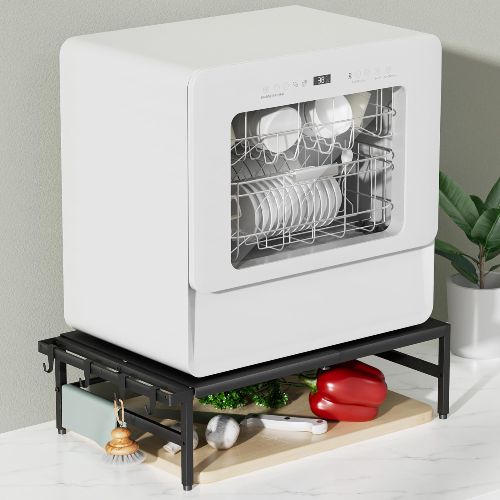 

TKUIN Стойка для посудомоечной машины x Д46 x В17см Выдвижная полка для посудомоечной машины Может крепиться к раковине Подставка для посудомоечной машины Сверхпрочная Грузоподъемность 60кг Прочная и