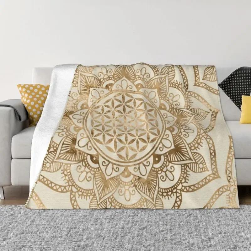 Flower Of Life Sacred Geometry Blanket Flannel Fleece Geometric Pattern Mandala Throw Blankets for Travel Bedding Couch Quilt