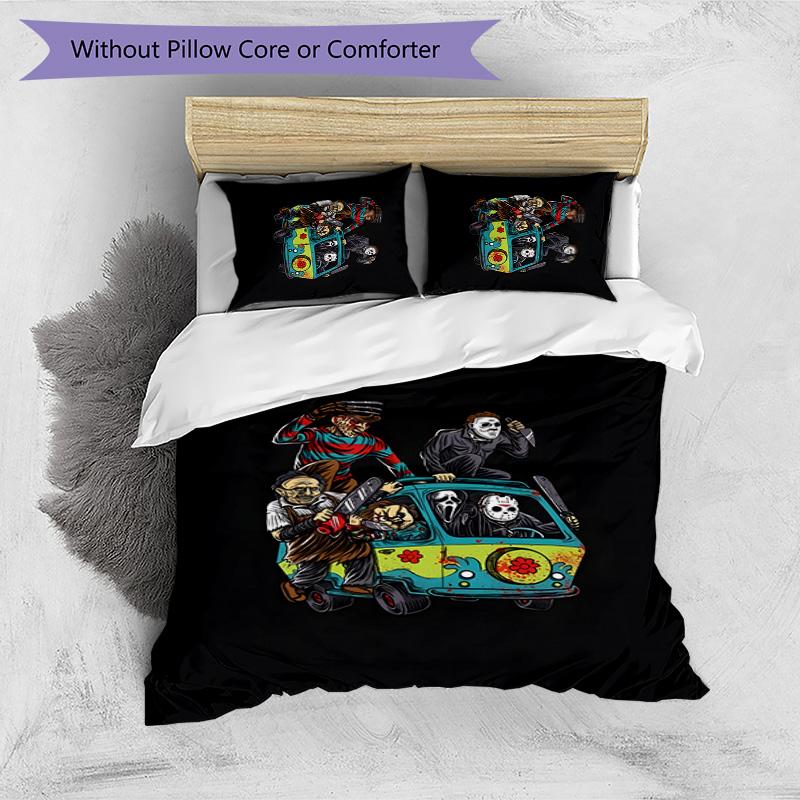 Freddy Krueger Printed 3PCS Bedding Set Soft Breathable Duvet Cover Pillowcases Set Washable Bedroom Decor Home Gift