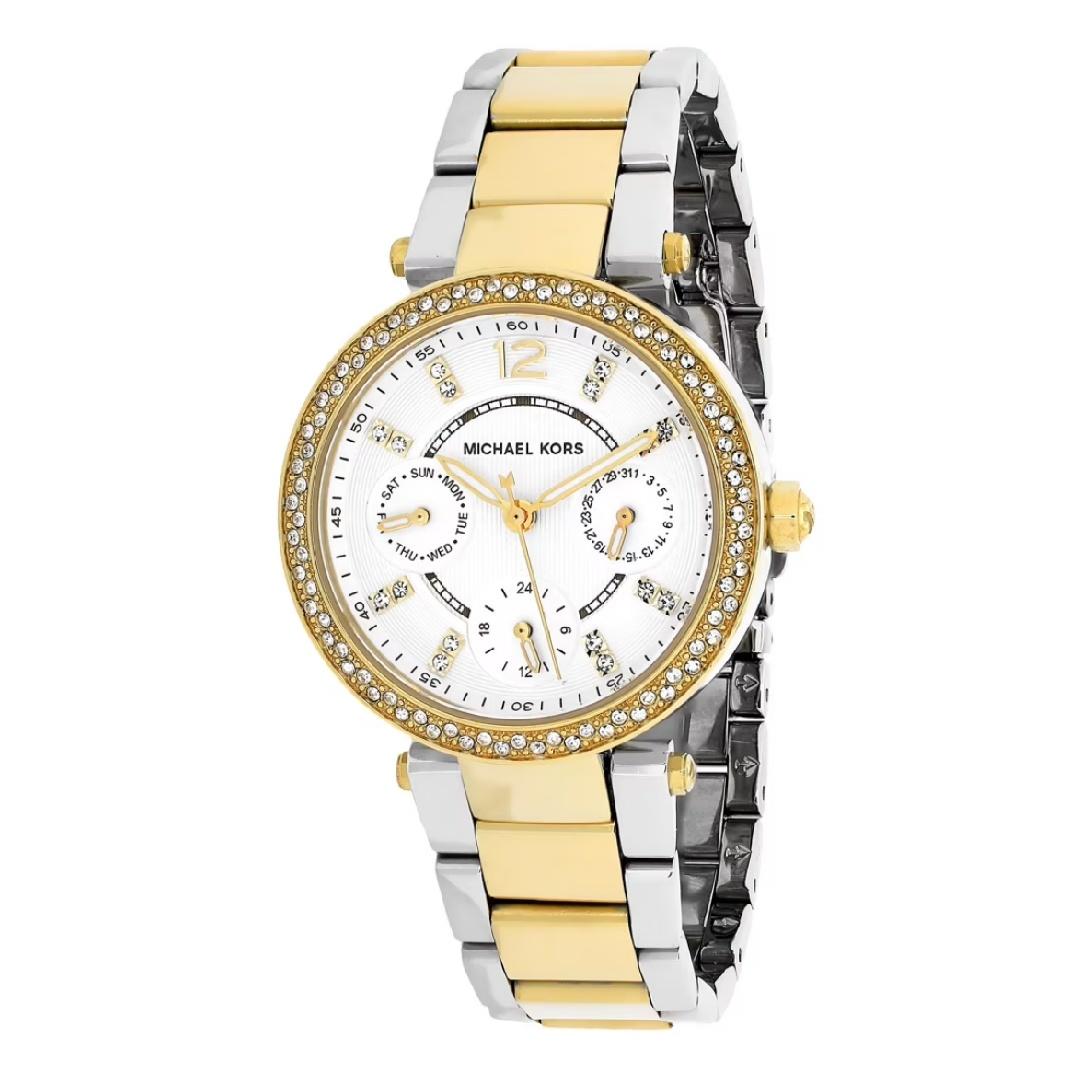Женские двухцветные часы-хронограф Michael Kors Mini Parker MK6055 белый