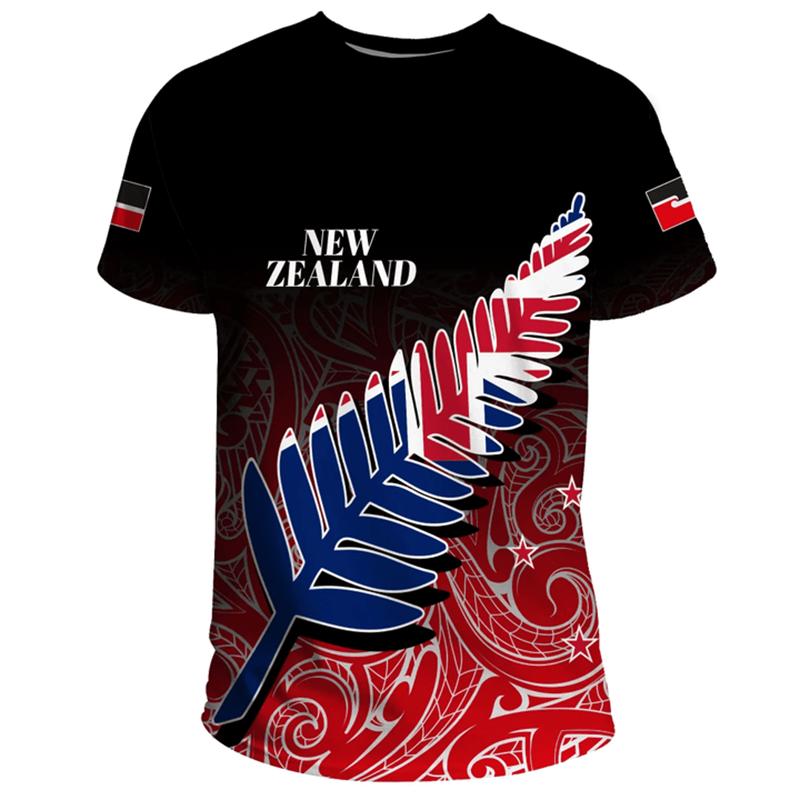 New Zealand Flag Map Graphic T Shirts Silver Fern National Emblem
