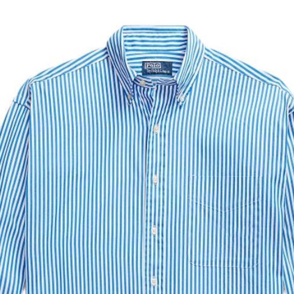 Polo Ralph Lauren FW24 Striped Single-Breasted Loose Long Sleeve Shirt Men Shirts Blue MNPOWOV16823656-400