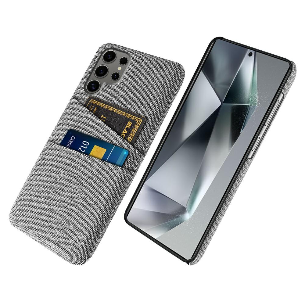 Für Samsung Galaxy S25 Ultra Hülle Stoff+Hartes PC Handyhülle mit Dualen Kartenfächern
