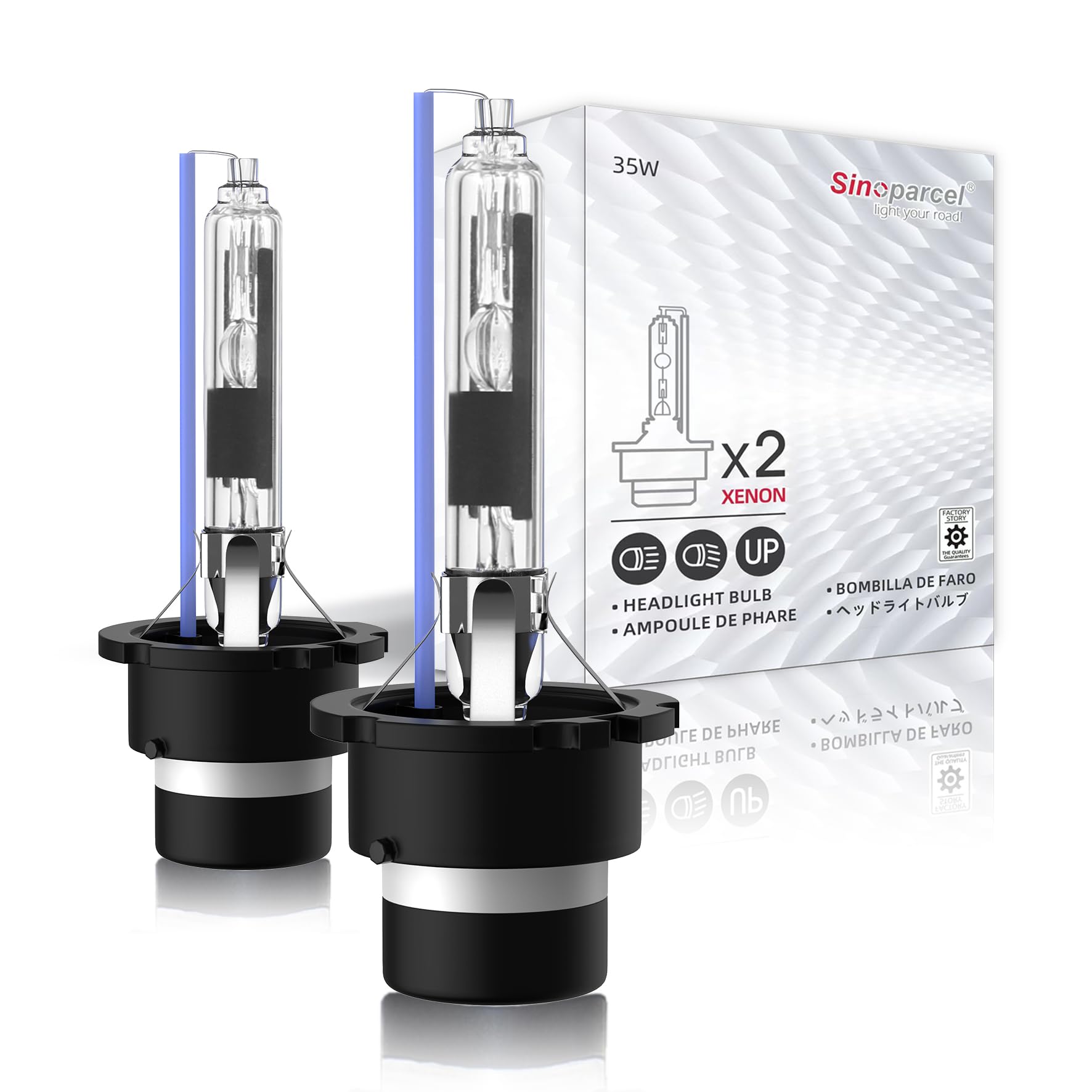 

Sinoparcel D2R HID Headlight Bulbs, 8000K, Vehicle Inspection Compliant, Direct Replacement, 3600lm, 12V/24V Compatible, 35W, 2-Year Warranty, Xenon,