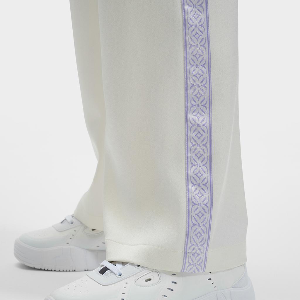 Fila The Louvre Palace Fashion Straight Leg Retro Sport Patchwork Wide Leg Casual Pants Women Bottoms Steam-White F11W431802FIV