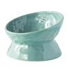 Ceramic Cat & Dog Feeder: Cute, Slanted Double Bowl with High-Leg Design for Neck Protection and Anti-Tip Stability.