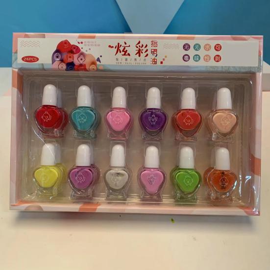24-teiliges Kinder-Nagellack-Set, geruchsarm, schnell trocknend, abziehbar, sicher, sanftes Nagellack-Maniküre-Zubehör