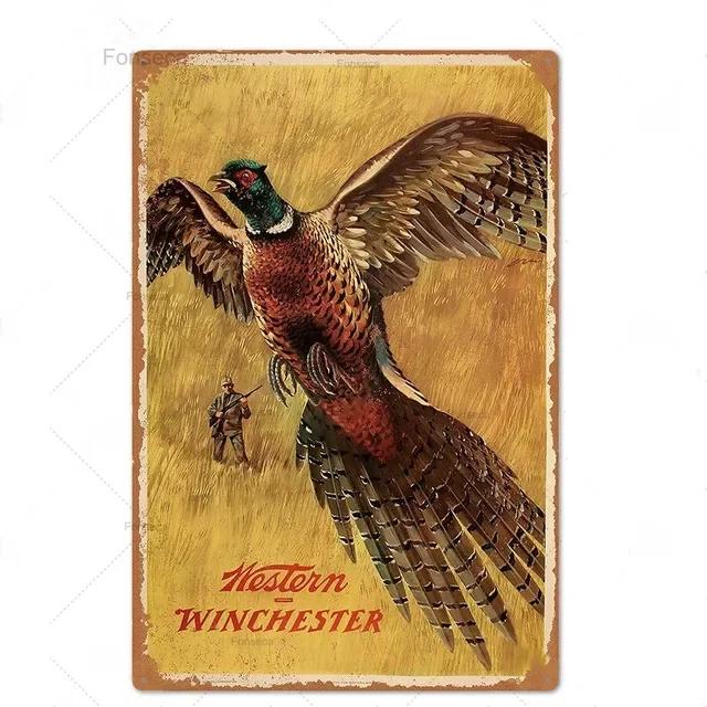 Hunting Tin Sign Plaque Metal Vintage Retro Metal Sign Wall Decor for Man Cave Gun Shop Decorative Metal Plate Hunter Gift