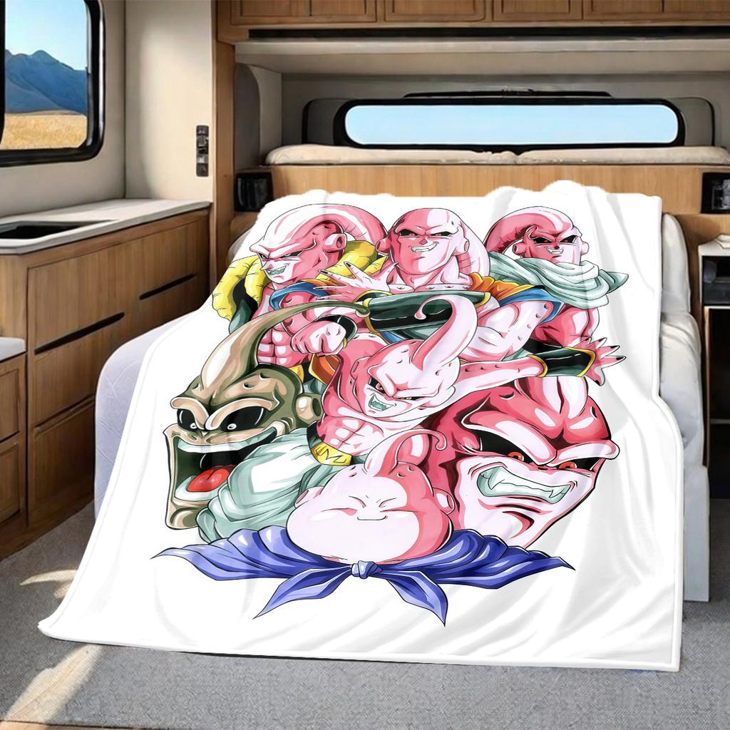 1PC Majin Buu Print Flannel Blanket, High quality All Seasons, Home Decor, Warmth and Comfort, Perfect for Christmas Gifts