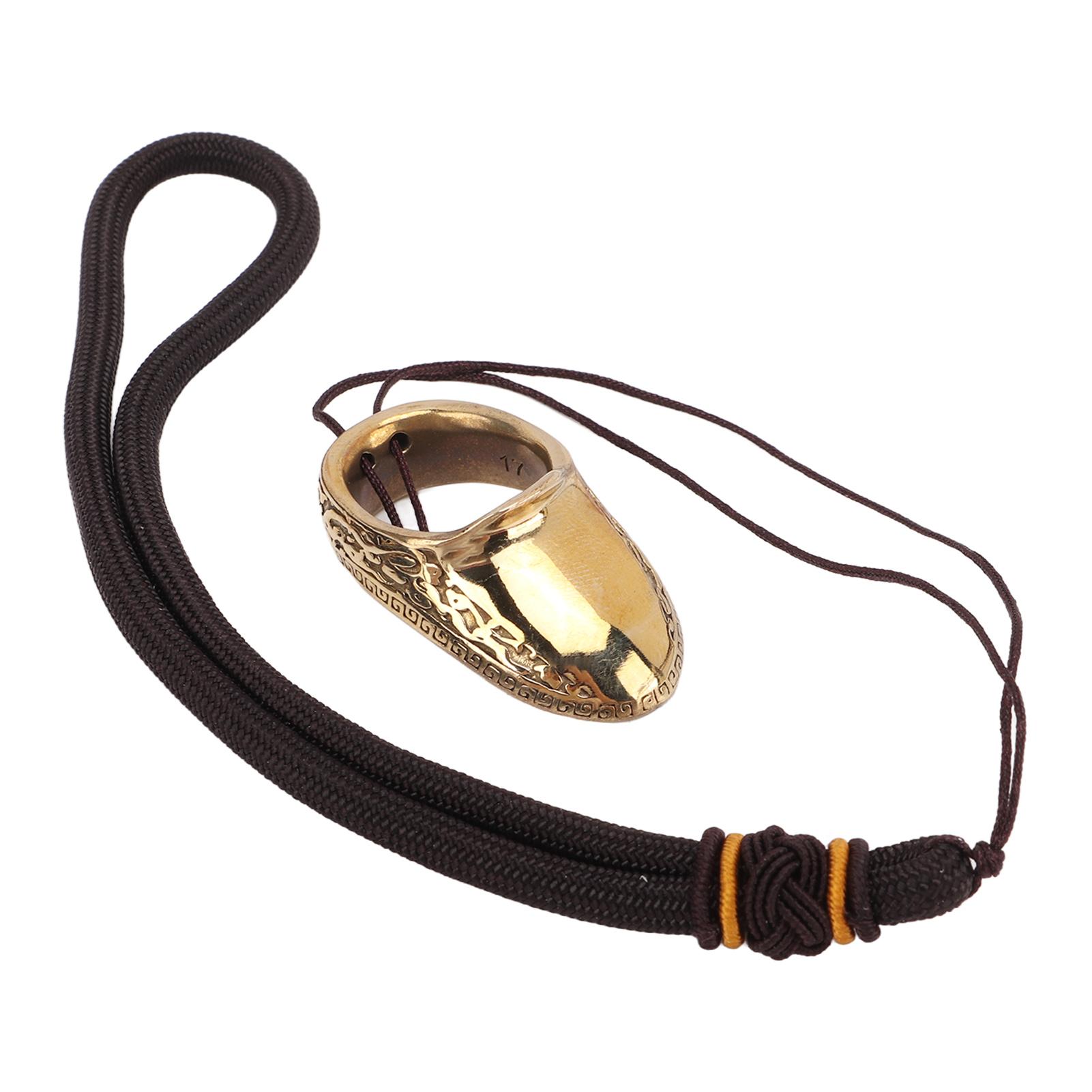 

Кільця для великого пальця для стрільби з лука Хороший захист Візерунок гравіювання Латунний захист пальця з мотузкою проти втрати для полювання на відкритому повітрі