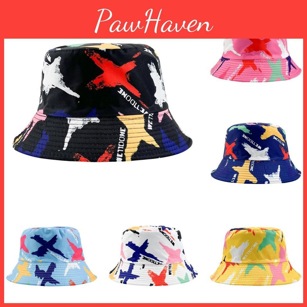 Graffiti Sided Double Fisherman Hat Printed Tie Dye Bucket Cap Sunshade Outdoor