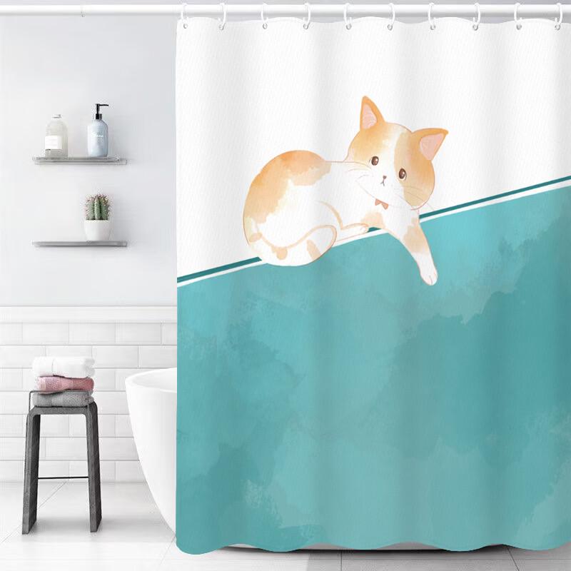 Punch-Free Waterproof Shower Curtain Set