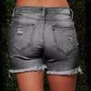 Plus Size Women's Slimming Ripped Raw Hem Denim Shorts