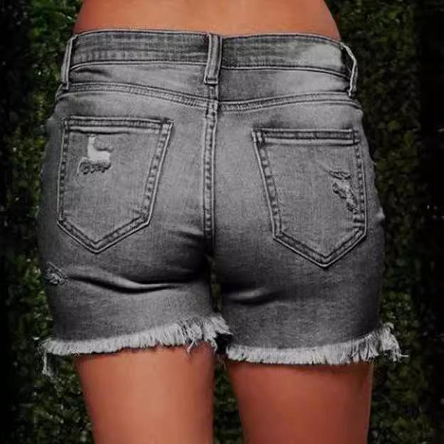Plus Size Women's Slimming Ripped Raw Hem Denim Shorts