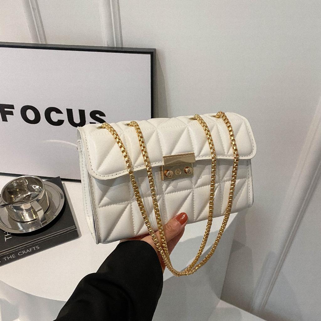 Foreign Style Lock Design Women'S Bag Rhombus Texture Women'S Handbag Casual Foreign Style Shoulder Messenger Bag
