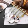 ABS Handle Rivets Decoration Cutlery Set Stainless Steels Dinner Set Green Fork Knife Spoon Western Dinnerware Kitchen Flatware