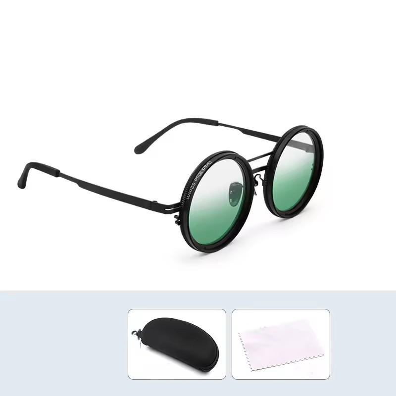 1Set Adjustable Tint Sunglasses Men Women ND9 Dimming Sun Glasses Retro Round Eyeglass With Gradient Lenses 2025