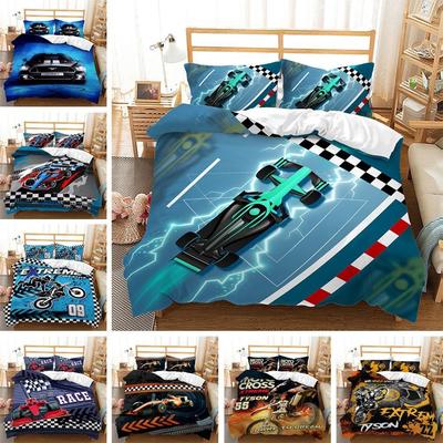 3D Sports Car Pattern Bedding Set Motorcycle Car Printed Down Duvet Cover Pillowcase Single Double Bed Home Decoration Youth Gift