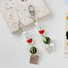 Cute Fruit Keychain Creative Summer Watermelon Pendant Key Chain Beaded Mobile Phone Anti-Lost Lanyard Bag Decorative Keyring