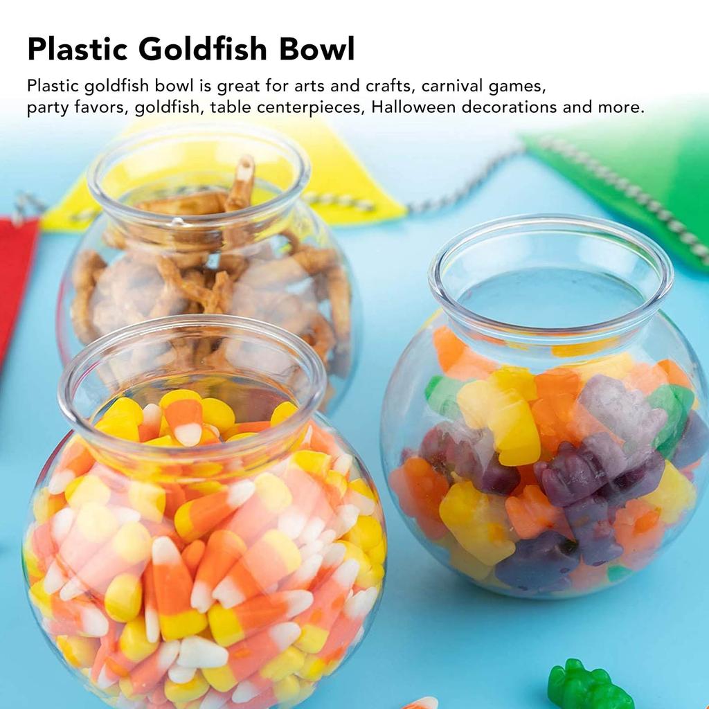 Heavy Duty Plastic Round Fish Bowl Break Proof Multipurpose Small Round Fish for Desk Bookcase Decorations