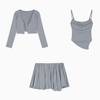 Pure Desire Style Spice Girl Suit Women's Spring Summer New Fried Street Slim and Thin Irregular Suspender Skirt Three-piece Set