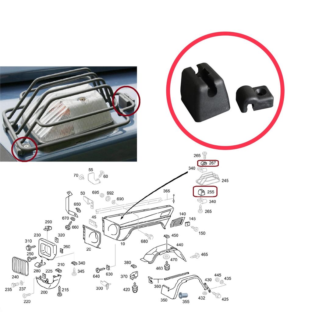 BSR558 Front Turn Signal Cage Headlamp Surround Protective Grille Bearing Fender Clamps Bracket for Mercedes G Class W460 W461 0009952820 0008111240