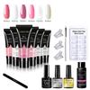 No-Wipe Extension Gel Kit with Nail Forms, Quick Soak-Off Builder Gel for Crystal Nail Extensions, Strong Flexible Clear Gel 30ml