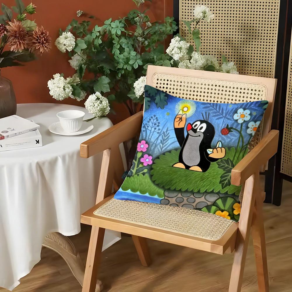 Cartoon The LLittle Mole Cushion Cover Silky Short Plush Invisible Zipper Dustproof Sofa Pillow Case for Home Decor