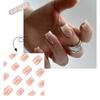 24 Pcs French Tip Stick On Nail Glossy False Nail Short Square Press On Nail White Wavy Lines Artificial Nail