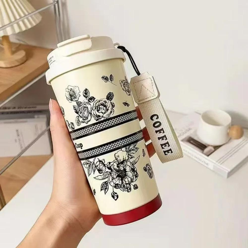 

500 мл Термокружка для кофе Thermo Cafe Автомобильная термокружка Герметичная дорожная термокружка для кофе Вакуумная фляга Подарок Изолированная кружка для женщин 500ml кремовый