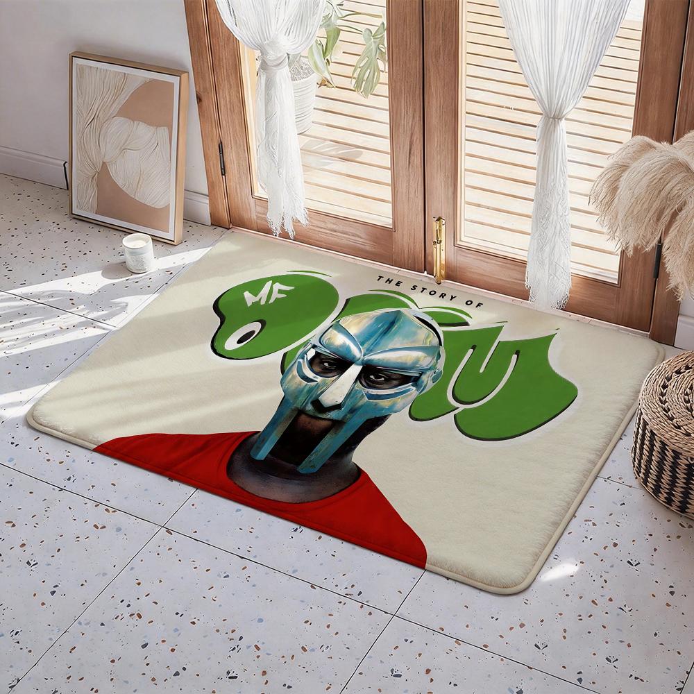 M MF DOOMS Rapper Floor Mat Eco Flannel Doormat Non Slip Odorless Indoor Floor Rug Soft Short Plush Home Mat