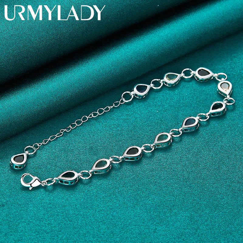 925 srebro bransoletka z cyrkonią w kształcie kropli wody dla kobiet biżuteria