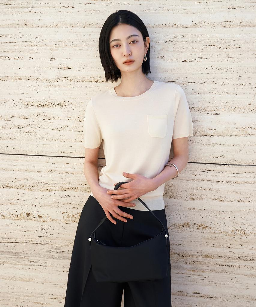 Siyajyu Sikn2188 Fluid Pocket Short Sleeve Knit_Skin Beige