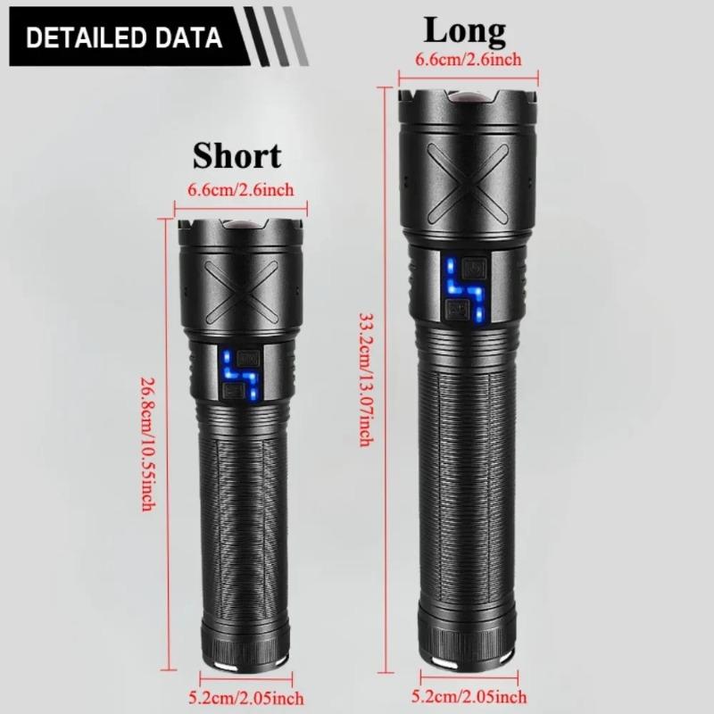 Powerful LED Flashlight Long Range Zoomable Aluminum Alloy Hand Lamp USB Rechargeable Outdoor Work Light for Outdoor Camping