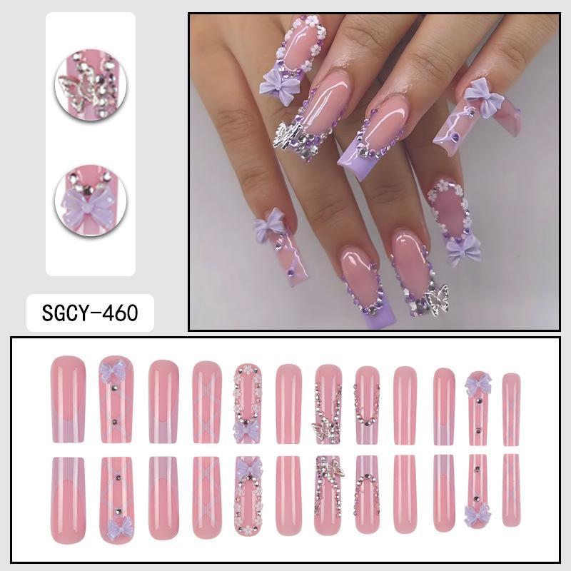 O8 Long Nail Art Tips - European & American High-End Wearable Summer Stickers