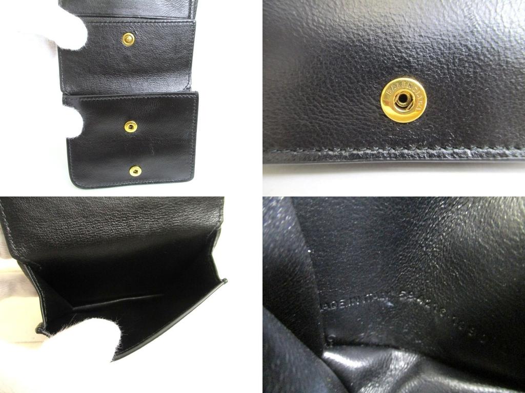 Authentic BALENCIAGA Black Leather Bifold Wallet Compact Wallet #a898  Refurbished