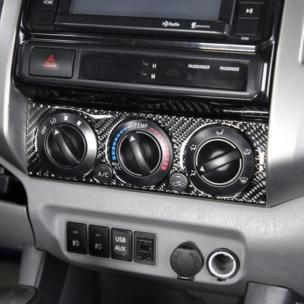 Soft Carbon Fiber Car Center Control Air Conditioning Adjustable Trim Sequins Stickers Trim Fit For Toyota Tacoma 2006 2007 2008 2009 2010 2011 2012