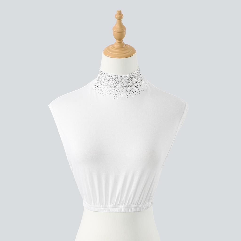 New Premium Modal Cotton False Collar with Rhinestone Detachable Islamic Turtleneck Collar Muslim Women Ramadan Eid Collar