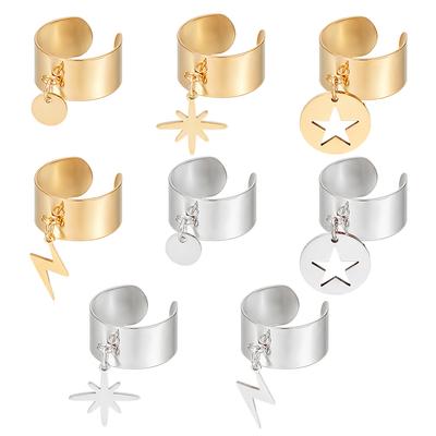 304 Stainless Steel Rings, with Stainless Steel Pendant, Golden & Stainless Steel Color, Adjustable, 26.6~40mm