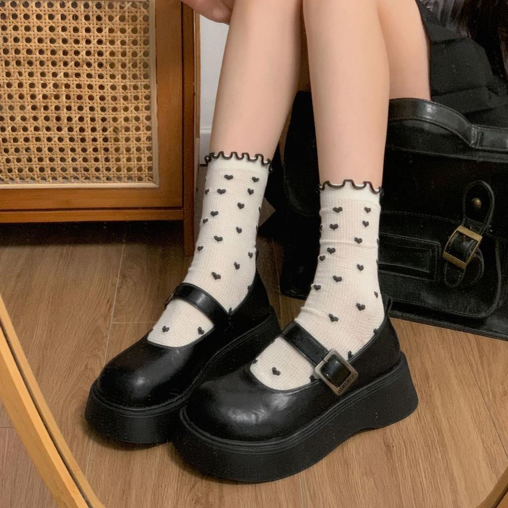 Black French Retro Platform Heightening Small Leather Shoes Women's 2025 New Summer Skirt Shallow Mouth Mary Jane Single Shoes