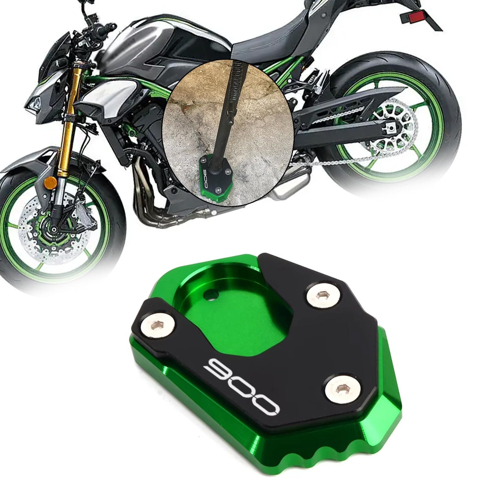 

XIAXIA For Z900 Z900RS Z900SE 2025 CNC Kickstand Foot Side Stand Side Stand Extension зелёный