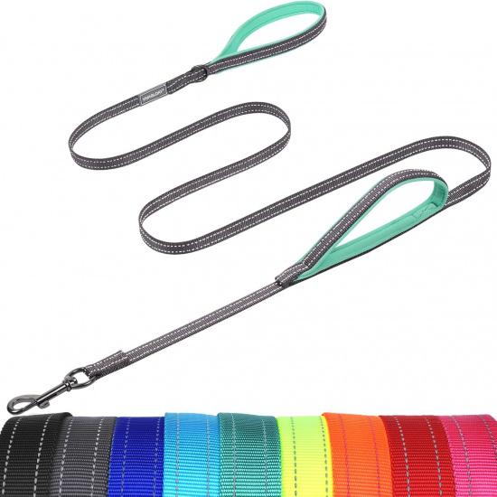 VIVAGLORY Twingrip Dog Leash, Double Handle Dog Leash for Training & Walking with Traffic Handle & 2 Loop, Traffic Control Reflective Heavy Duty for