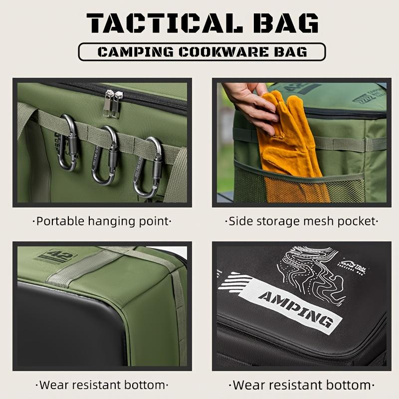 11L Large Capacity Tactical Camping Storage Bag Waterproof Cookware Organizer Carry Bag Outdoor BBQ Picnic Gear with Side Pocket