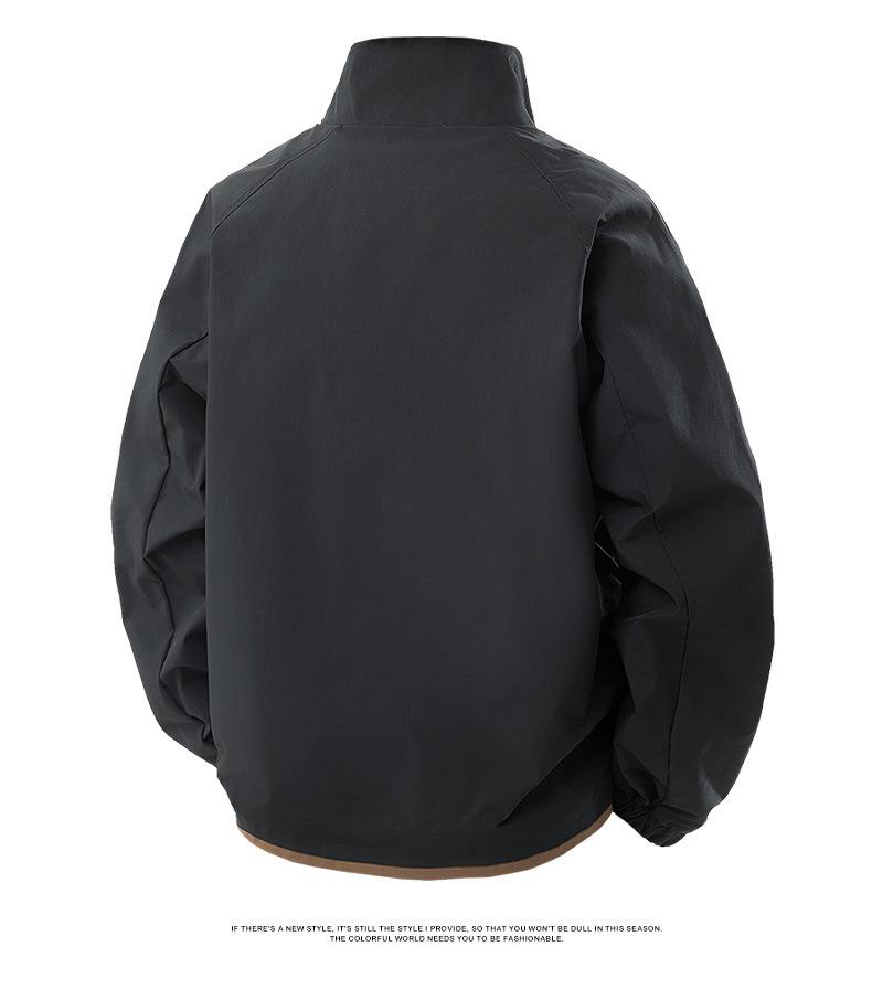 Men's Versatile Casual Stand Collar Jacket - 2025 Spring/Autumn, Loose Fit, Plus Size, Trendy Waterproof Workwear.