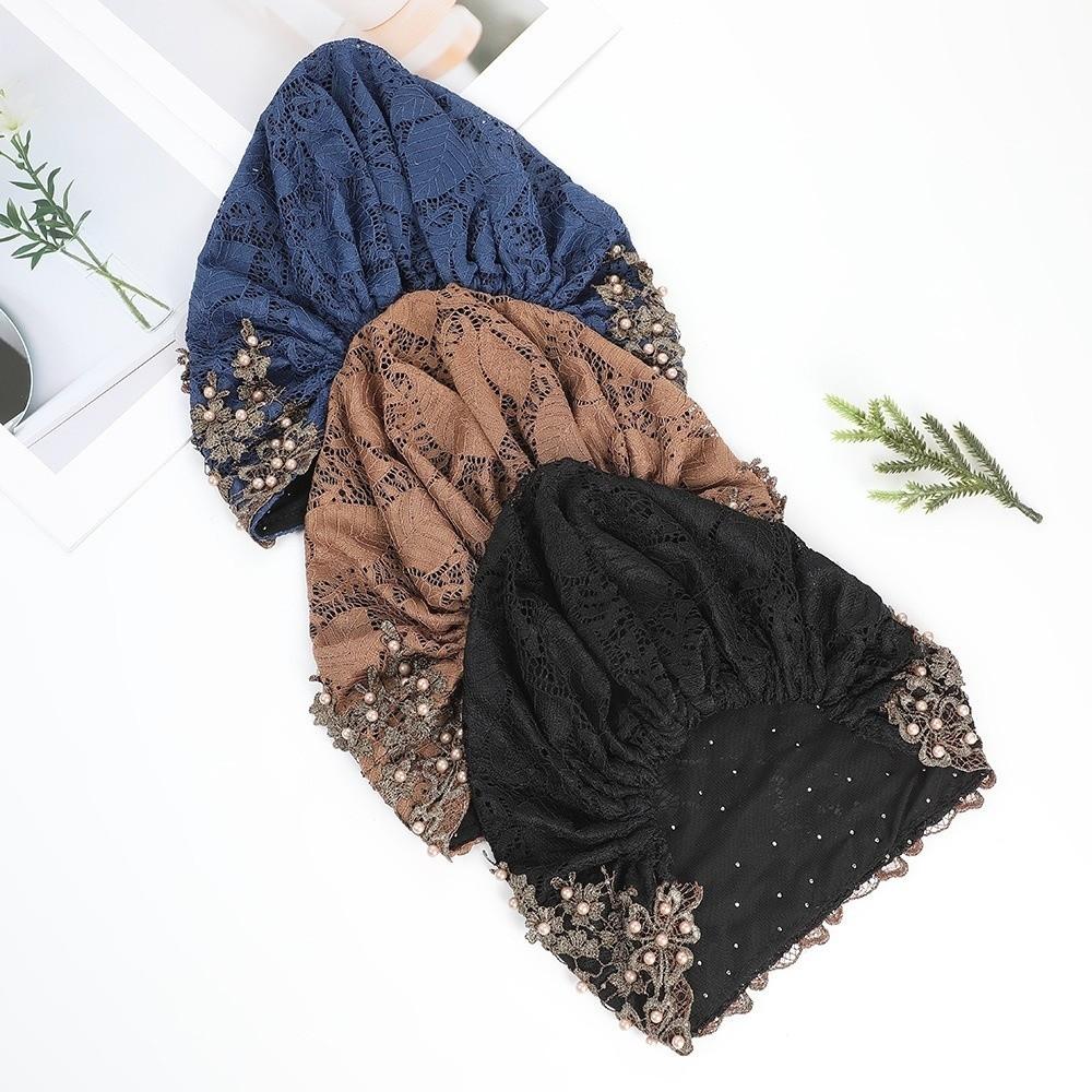 Comfortable Ethnic Headscarf Hat Beaded Decoration Pullover Hat Head Wrap Cap  Ethnic Style